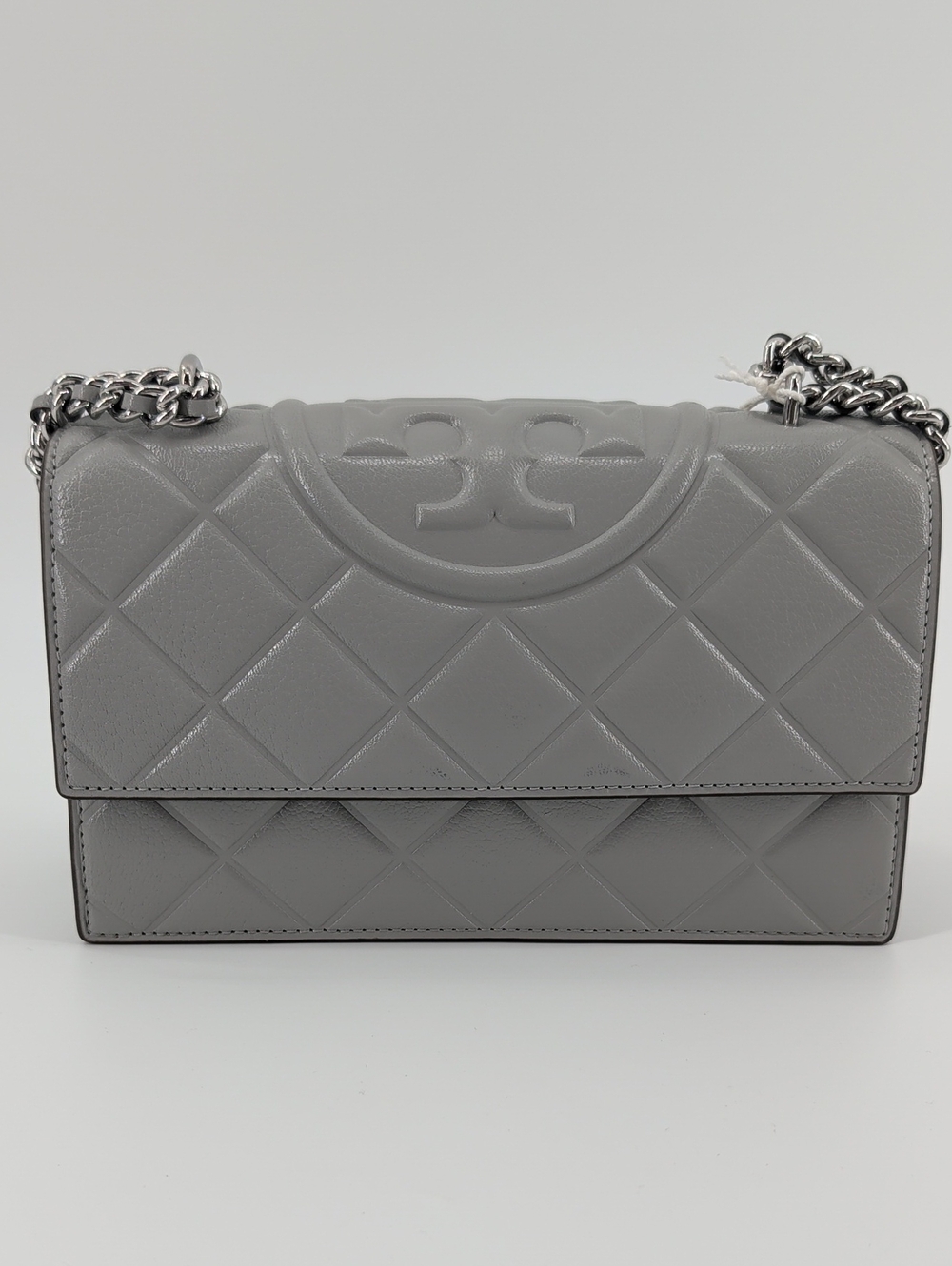 Tory Burch Quilted Gray Chain Shoulder Bag